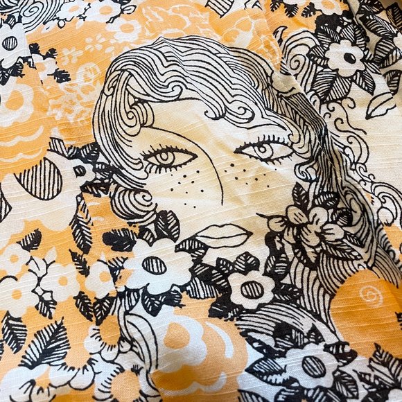 Modcloth Peeking at Perfection A-Line Skirt Cotton Floral Peach Orange NWT - Picture 5 of 11